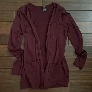 Burgundy Ann Taylor lightweight open cardigan size XS